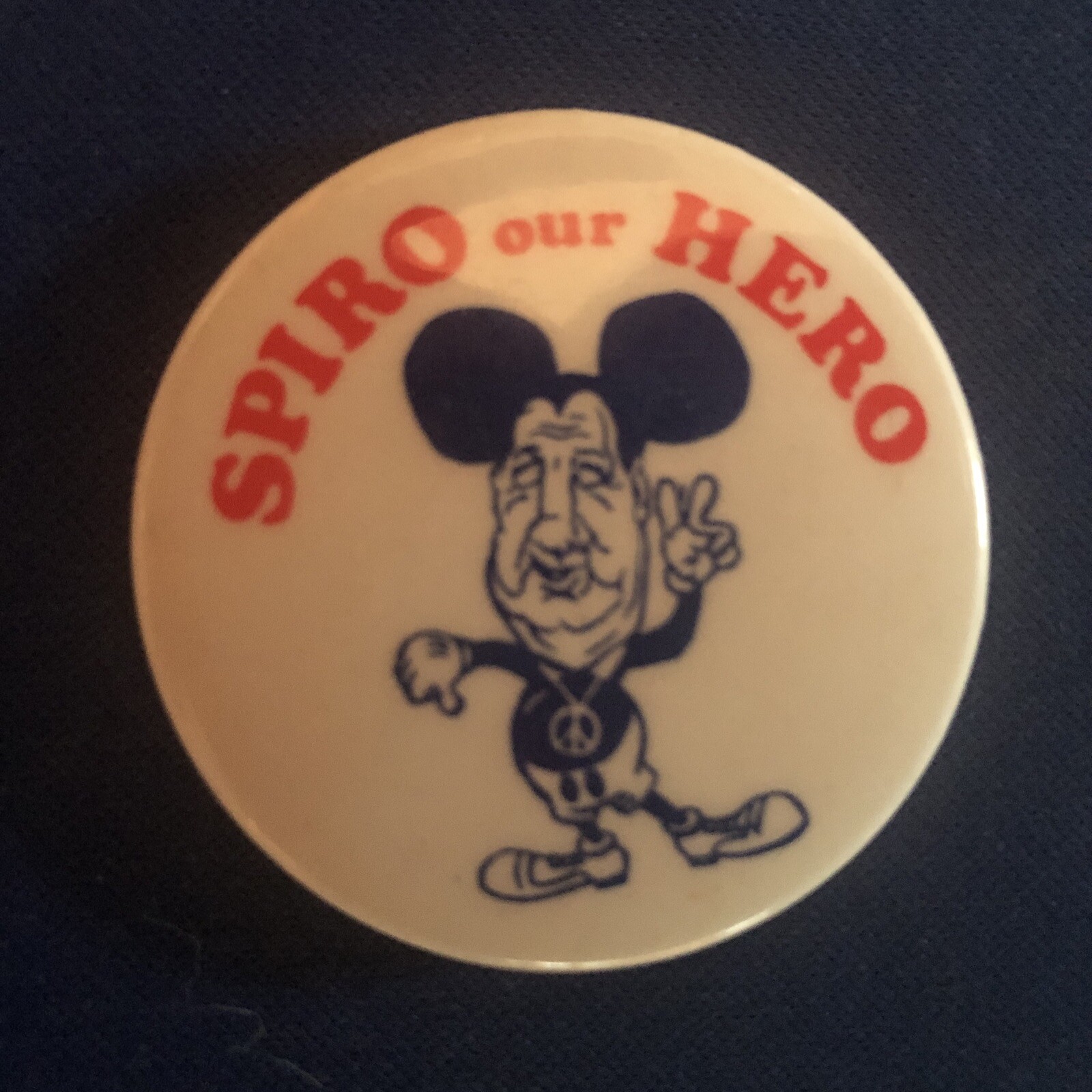 SPIRO our HERO  (Mickey Mouse) cartoon  1 3/4” pinback button pin