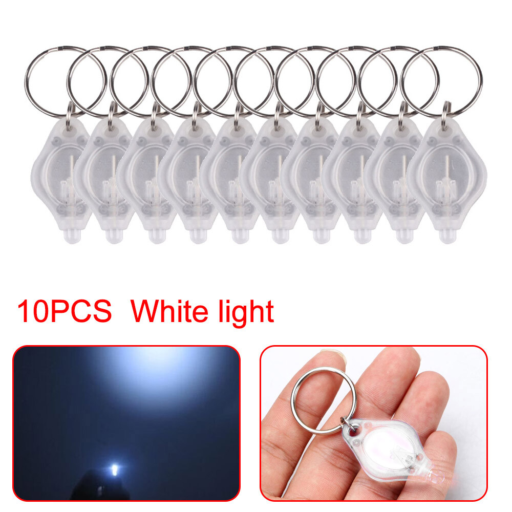 10/20Pcs LED Mini Keychain Flashlight Key Ring Light Bright Torch Outdoor Hiking
