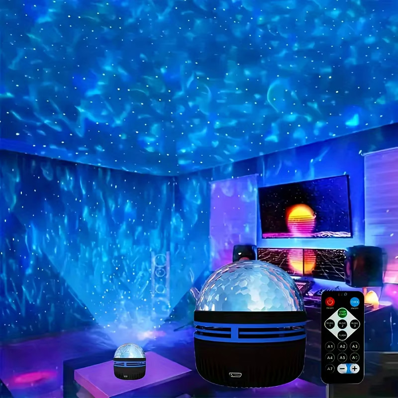 RGB Galaxy Star Projector Ocean Wave Lamp USB Remote