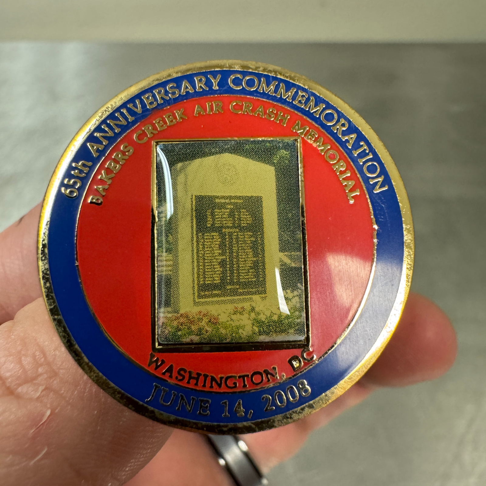 BAKERS CREEK AIR CRASH MEMORIAL 65th Commemoration Pin Washington, DC 2008