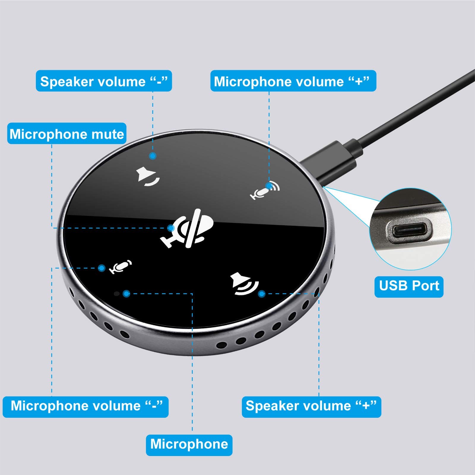 Upgrated USB Conference Microphone with Speaker,Laptop Omnidirectional Comput...