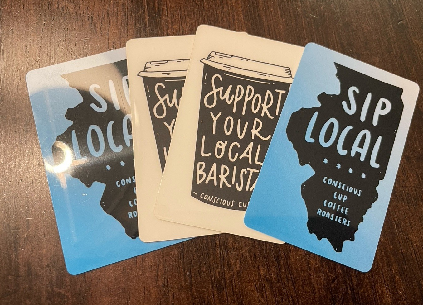 Conscious Cup Coffee Roasters Gift Cards Lot of 4 - $30 Total Value $10x2, $5x2