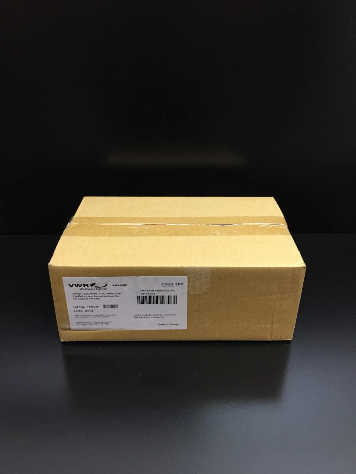 VWR Cat No 89132-064 60mL PETG Media Bottles w/ Cap Sterile 80mm H x 40mm