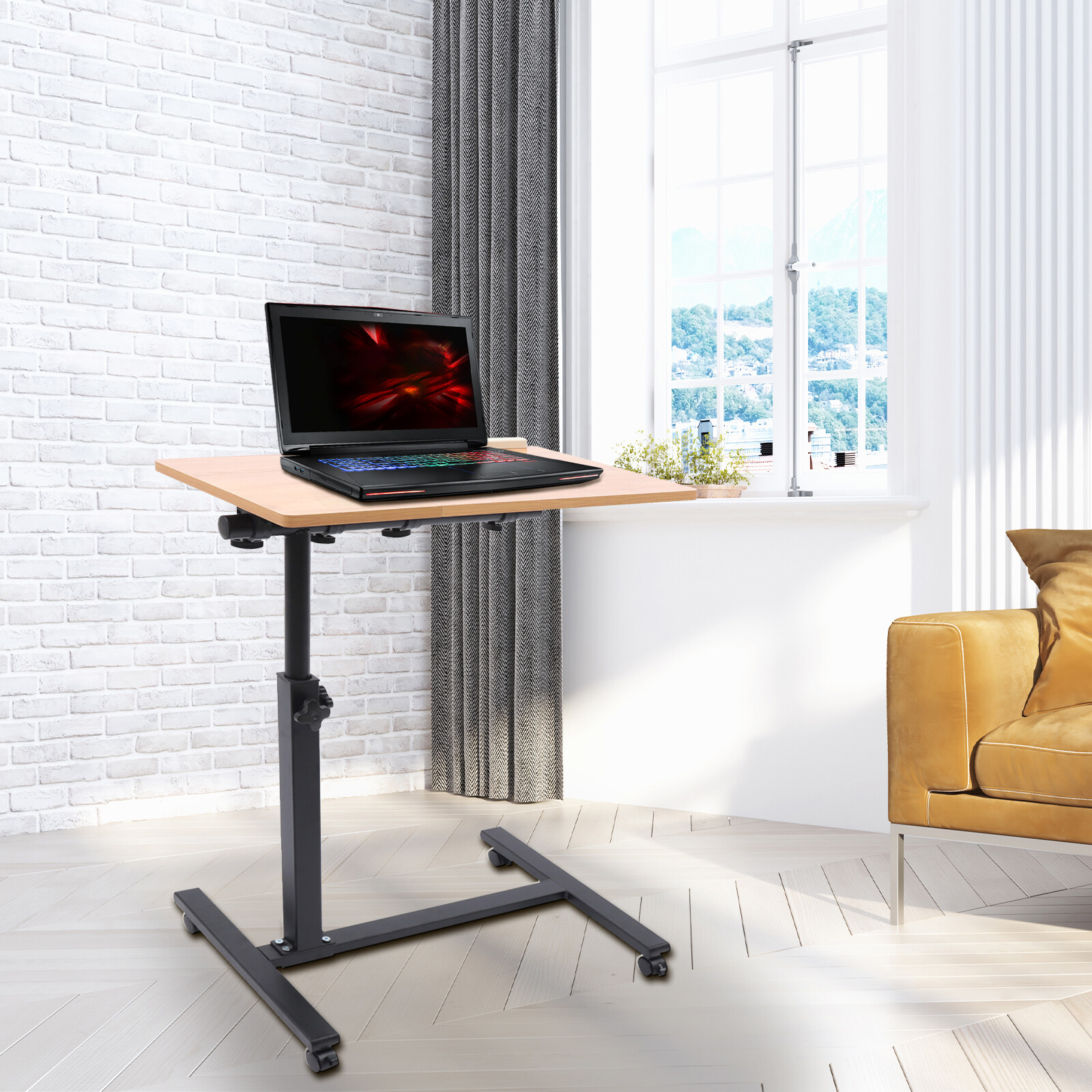 Angle Height Adjustable Rolling Cart Over Bed Hospital Table Stand Laptop Desk