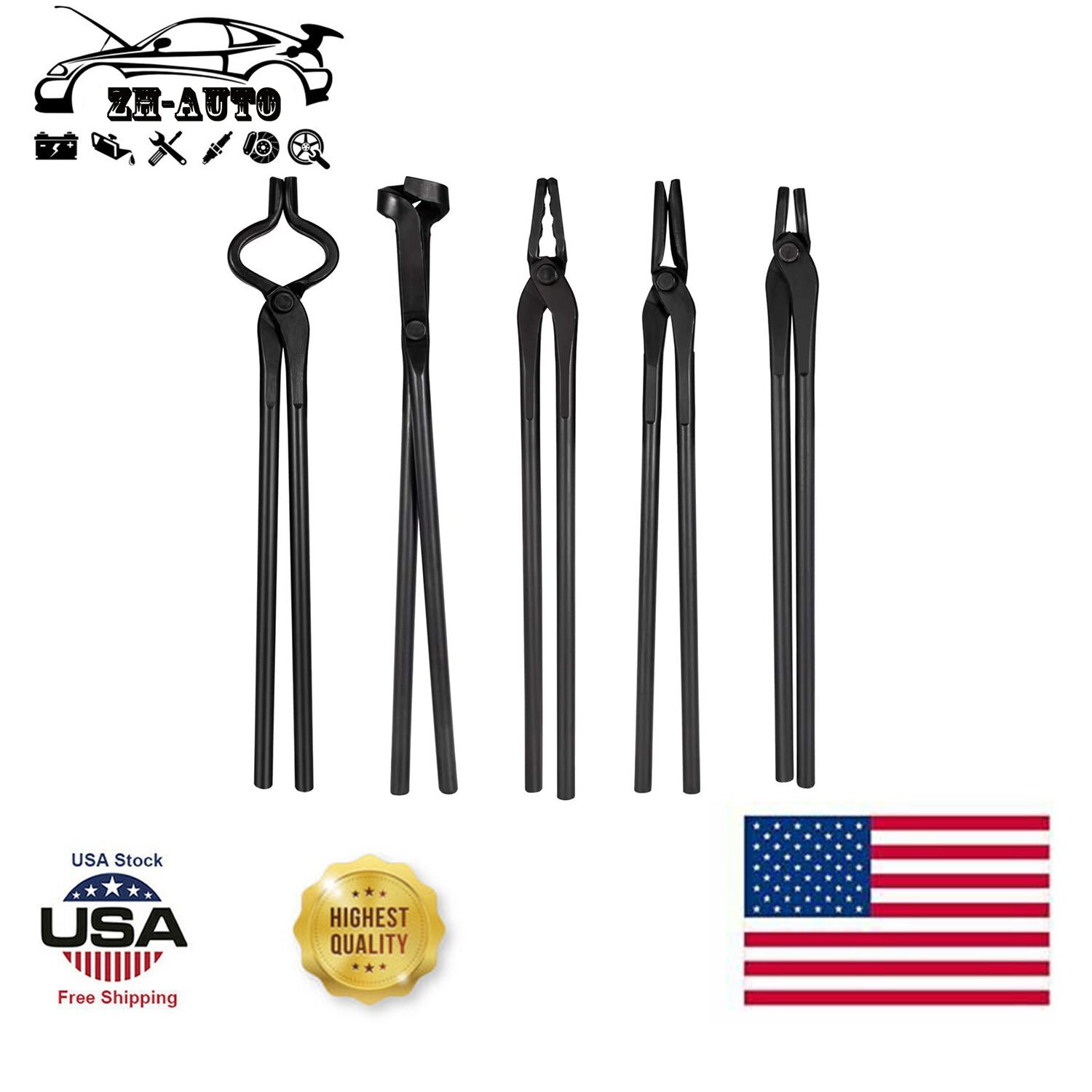 Universal Knife Making Bolt Tongs Blacksmith Bladesmith Tool Set for Anvil Forge