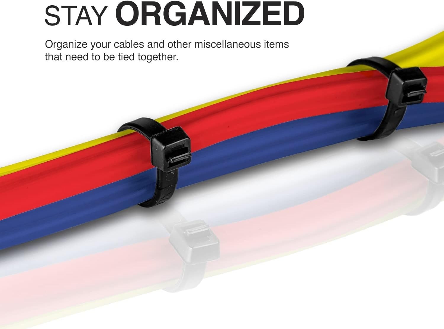 Multi-Purpose 8 Inch UV Resistant Cable Ties - 100 Count, Ideal for Outdoor Use