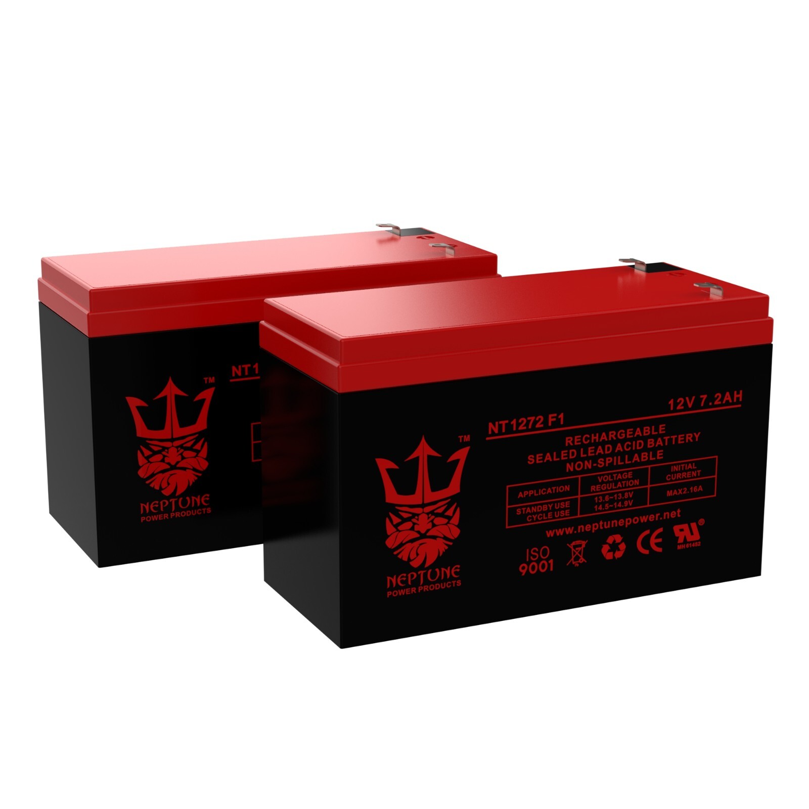 Neptune 12V 7.2AH F1 SLA Battery Replacement for Powersonic PS-1270F1 - 2 Pack