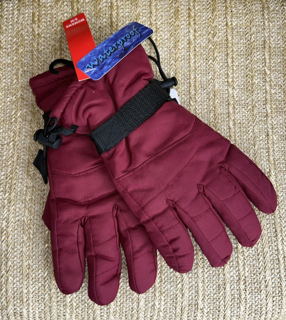 3M Thinsulate Insulation Women's Gloves Waterproof S M Wine-Color Cinch New NWT