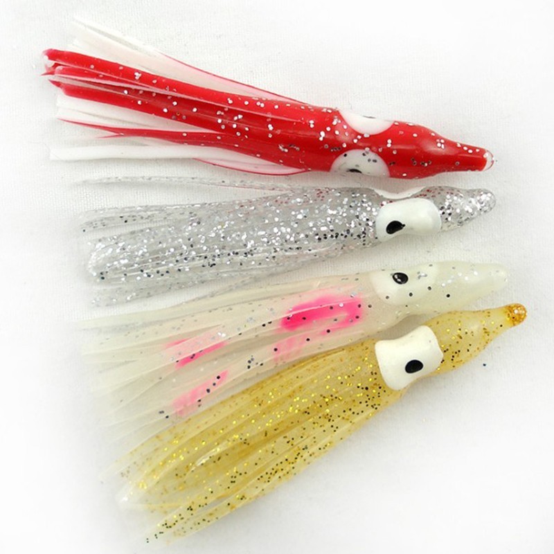 1.79 Octopus Squid Skirt Lures Bait Saltwater Soft PVC Fishing Lures Kit New
