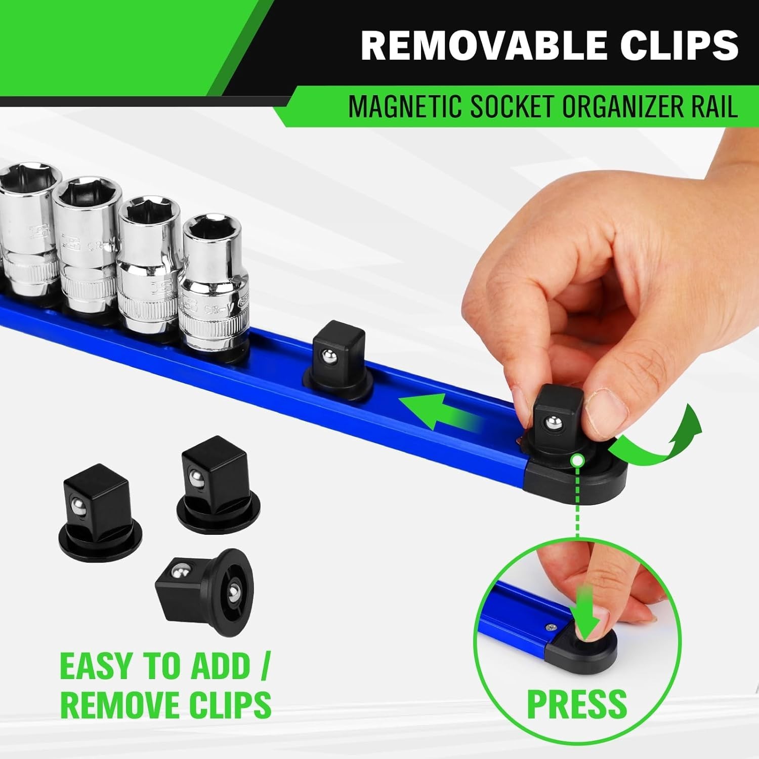 Aluminum 1/2-Inch Socket Organizer Rail - Smart Tool Storage Solution