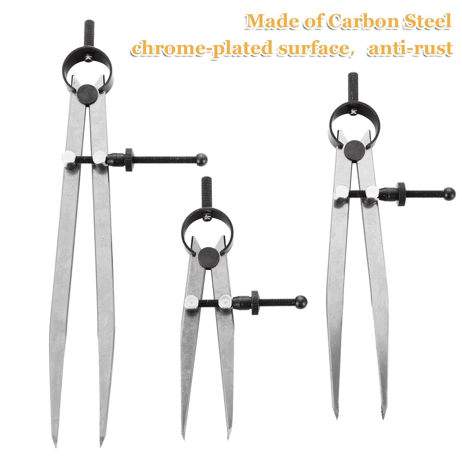 Adjustable Lockable Spring Compass Leather Wing Divider 4/6/8 in Measuring Tool