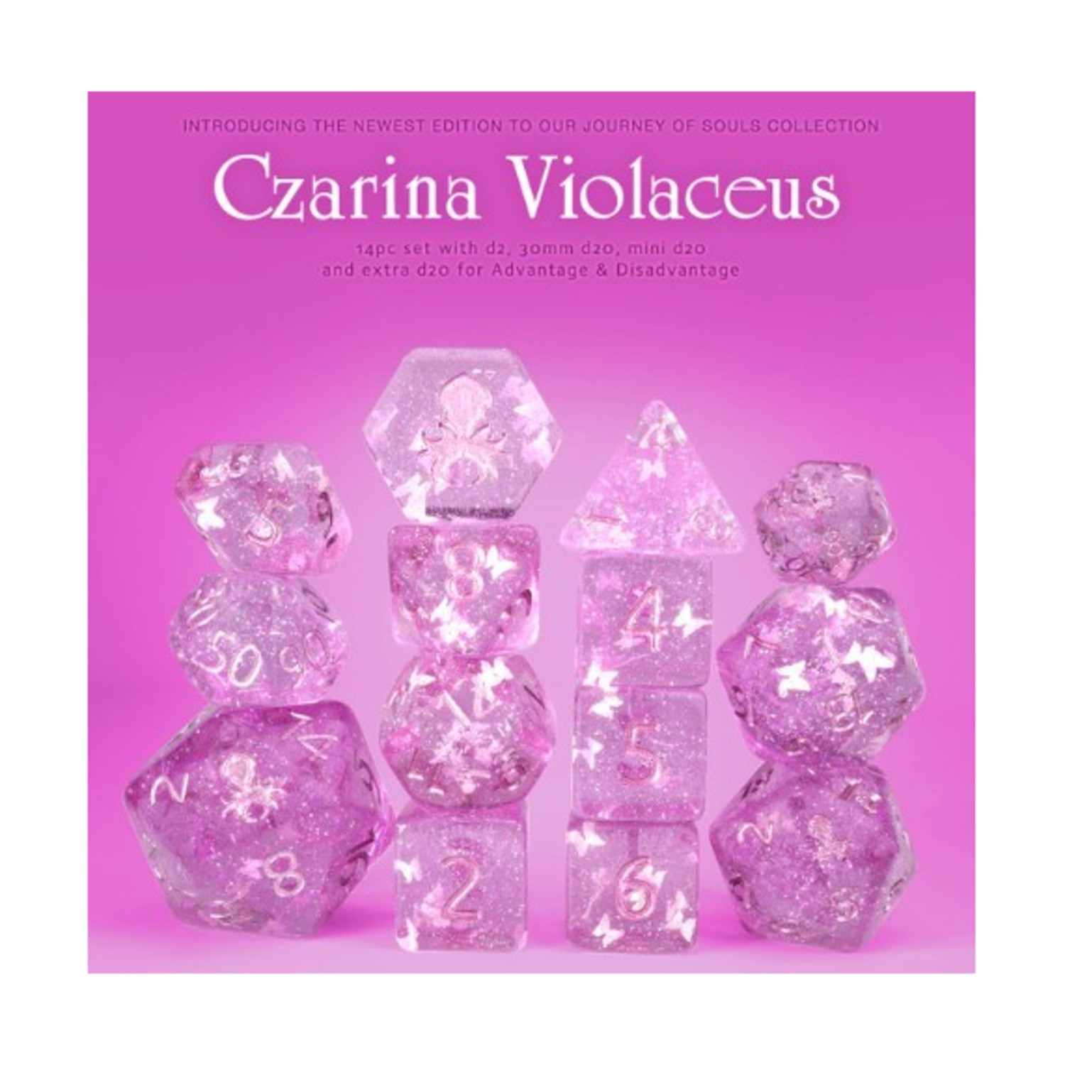 Kraken Dice Dice Poly Set - Czarina Violaceus w/Pink (14) New