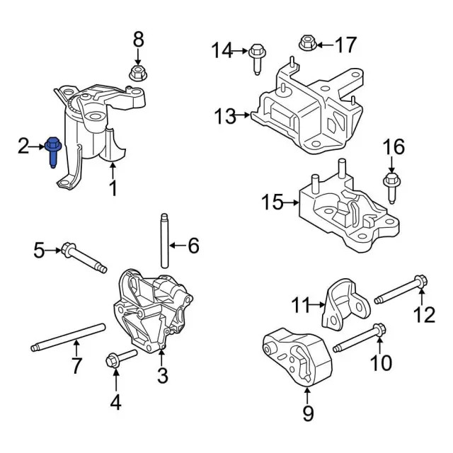 Genuine Ford Engine Mount Support Bracket Bolt W500340-S442