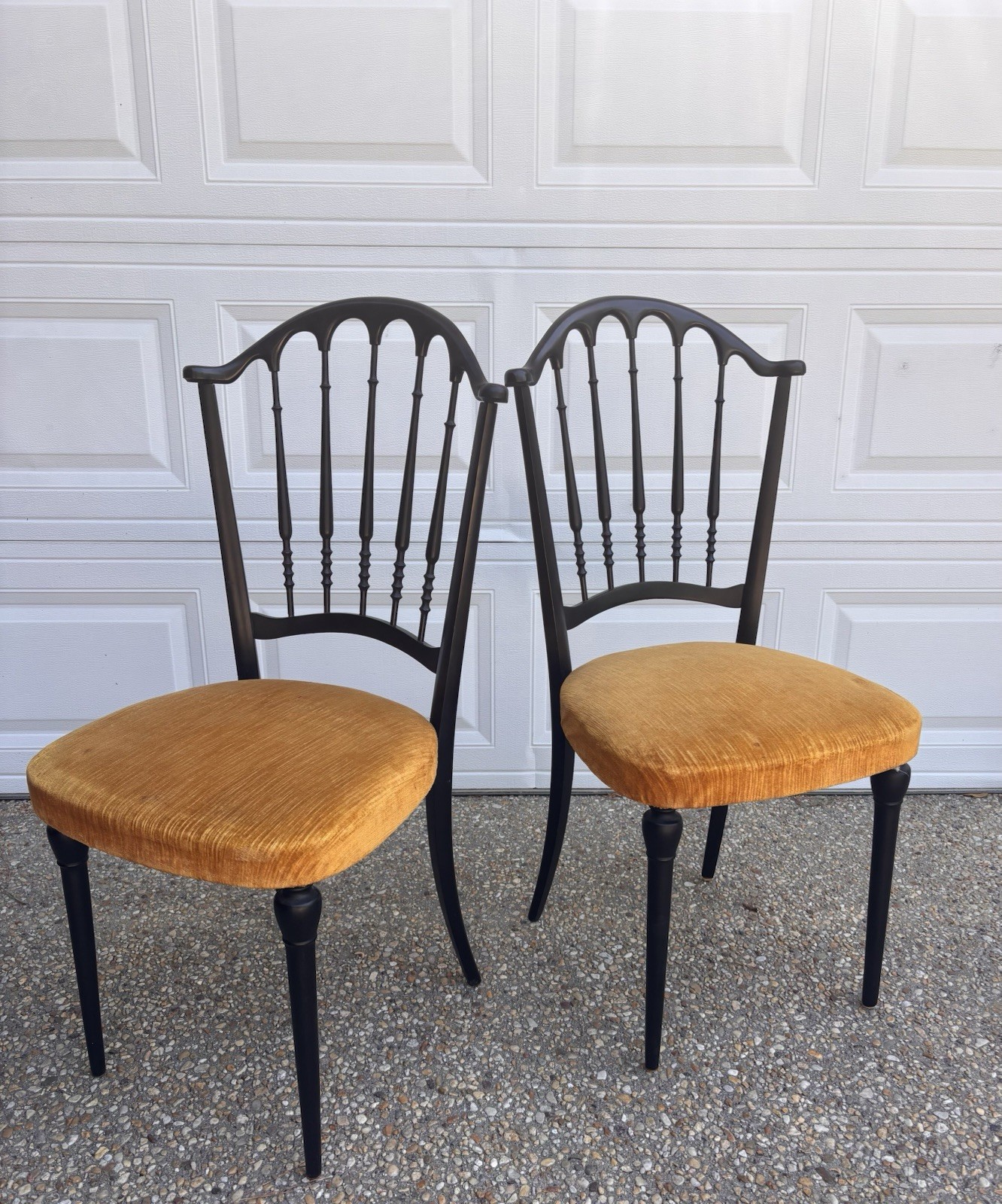 Mid 20th Century Black Chiavari Italian Chairs, A Pair Italy