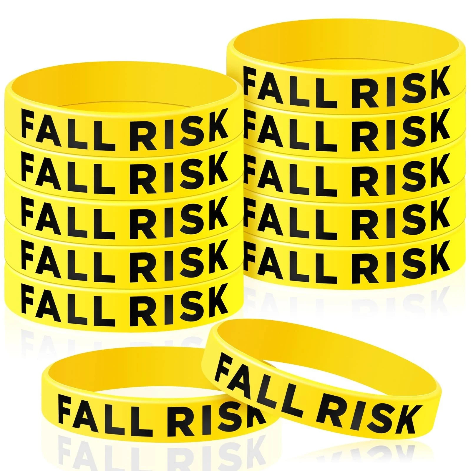 Sumind 12 Pcs Fall Risk Bracelet Emergency Alert 7.95 Inches, Yellow