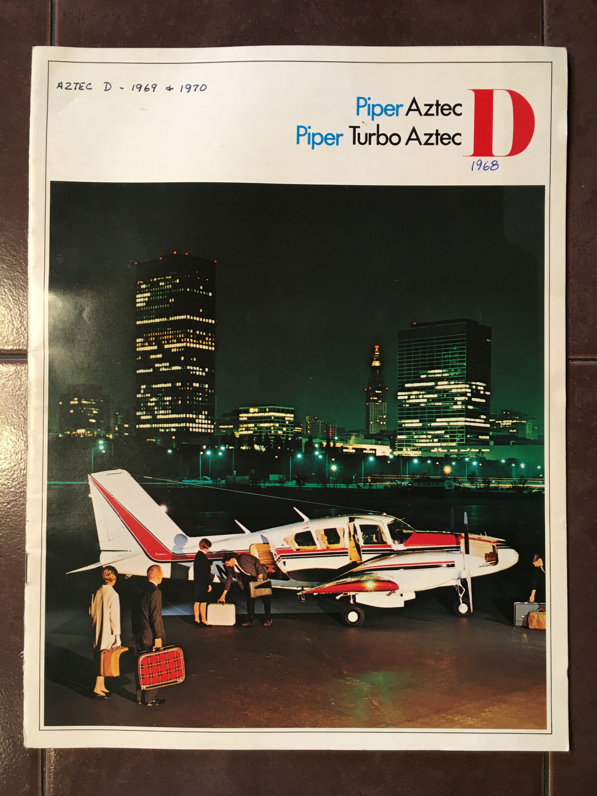 Original 1968, 1969, 1970 Piper Aztec D Sales Brochure, 16 Page, 8.5 x 11"