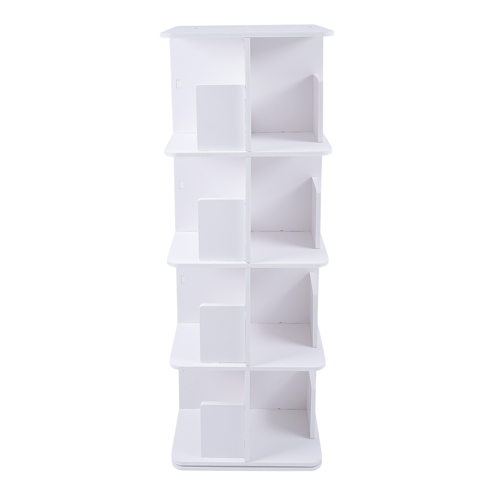 4-Tier White 360° Rotating Bookshelf Standing Bookcase Small Corner Bookcase