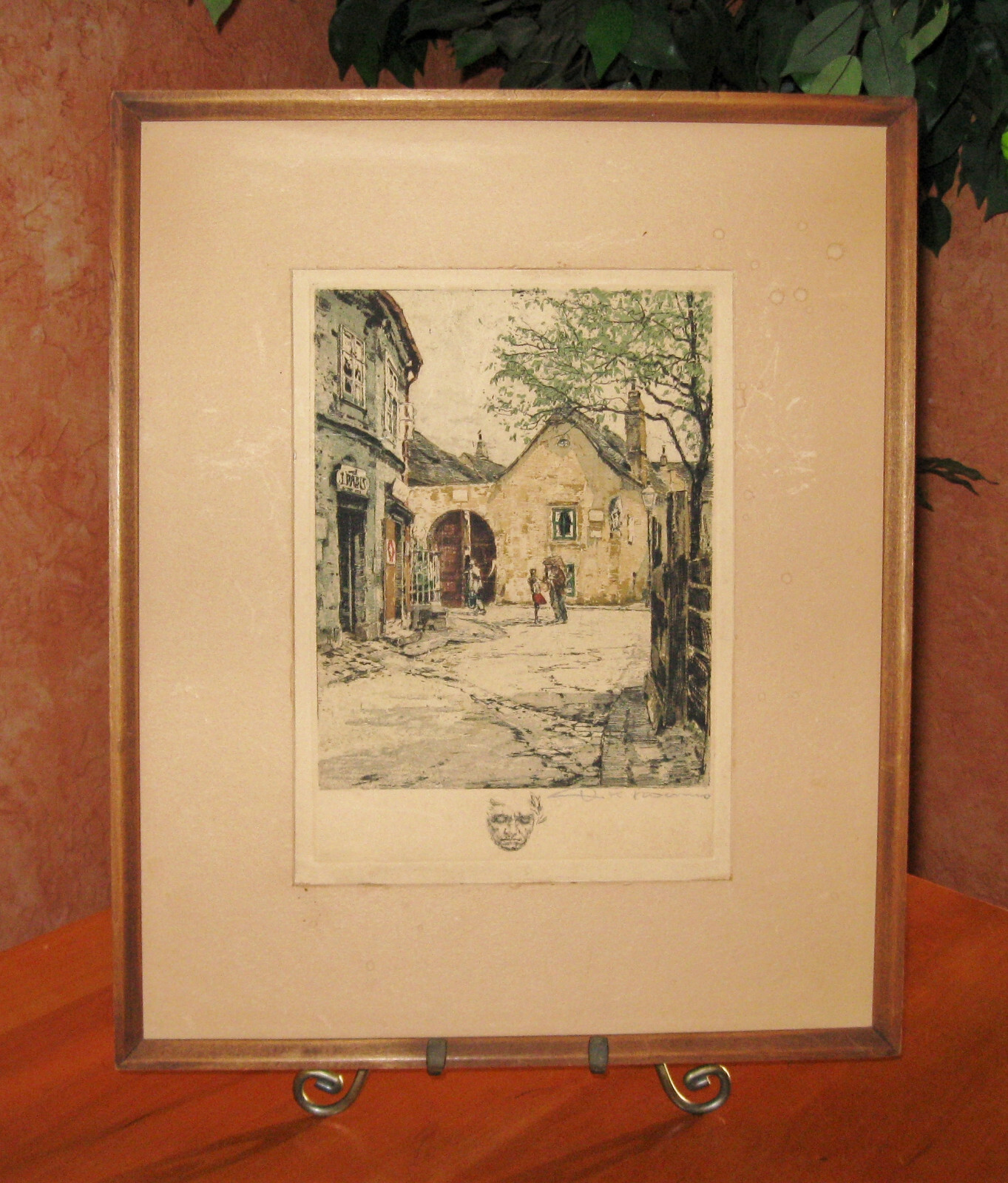 Vintage Art Paris Street Scene Sketch Sign Artist Special w Face Hallmark