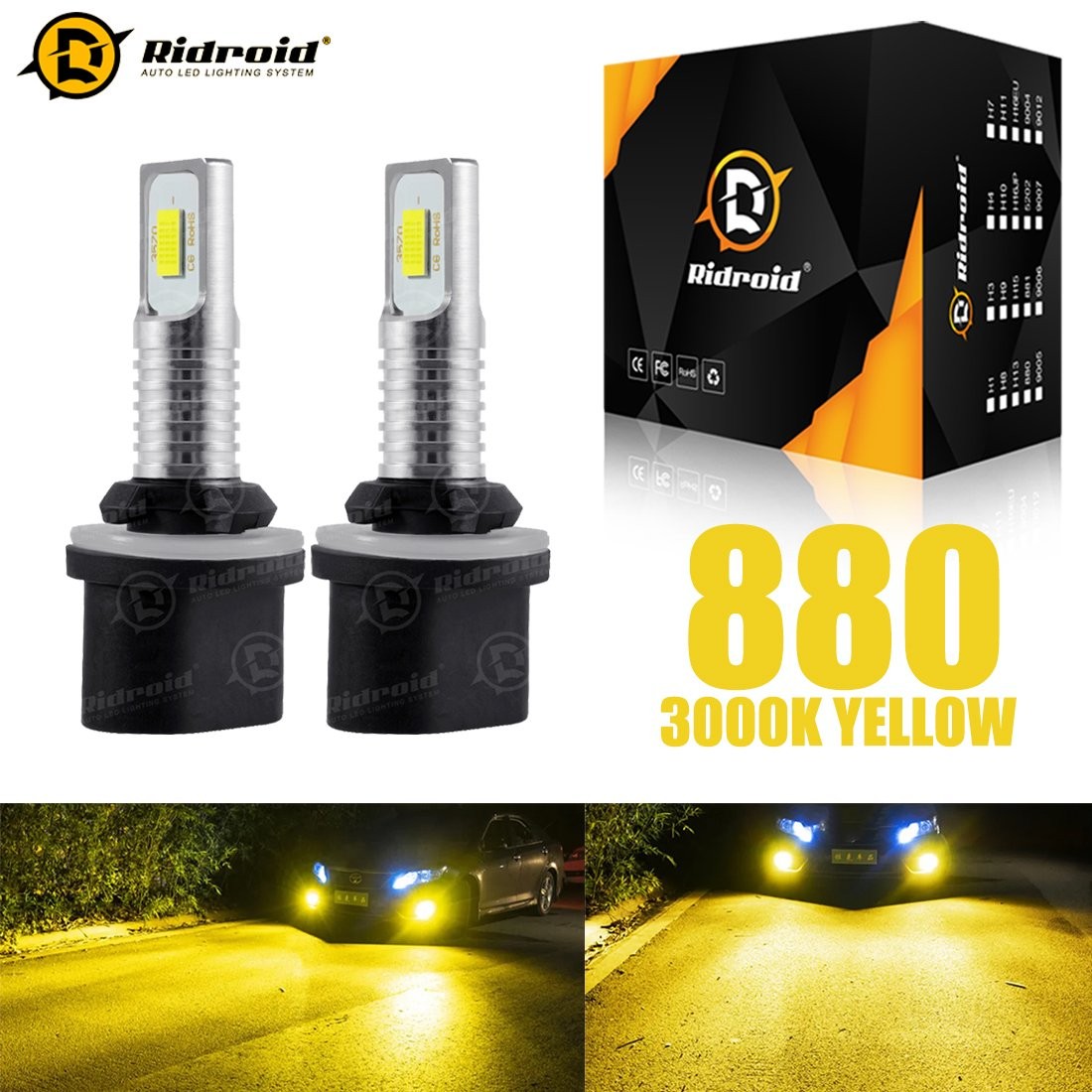 880 LED Fog Light Bulbs High Power Bright 3000K Yellow For Chevy Tahoe 2000-2006