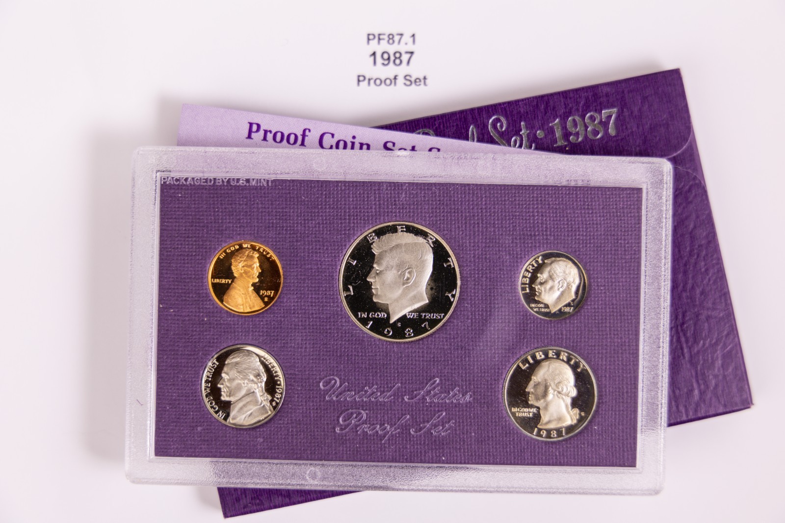 1987-S United States Mint Proof Set 5 Coins OGP Envelope & Specs