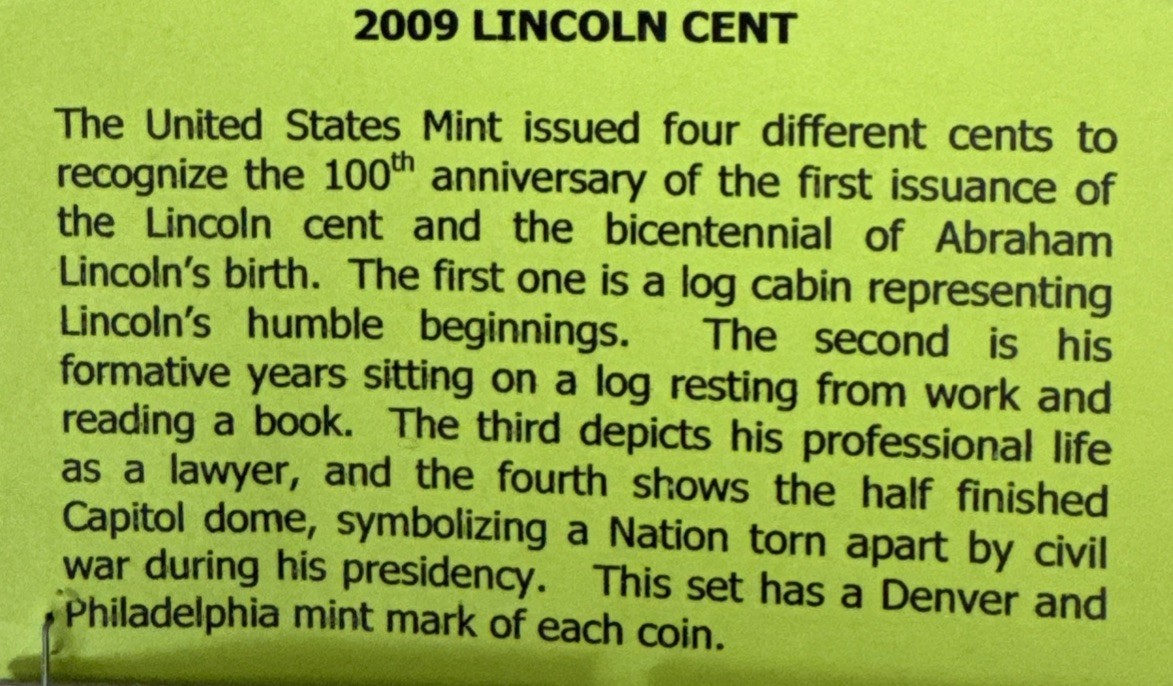 2009 Lincoln cent series 8 coin set