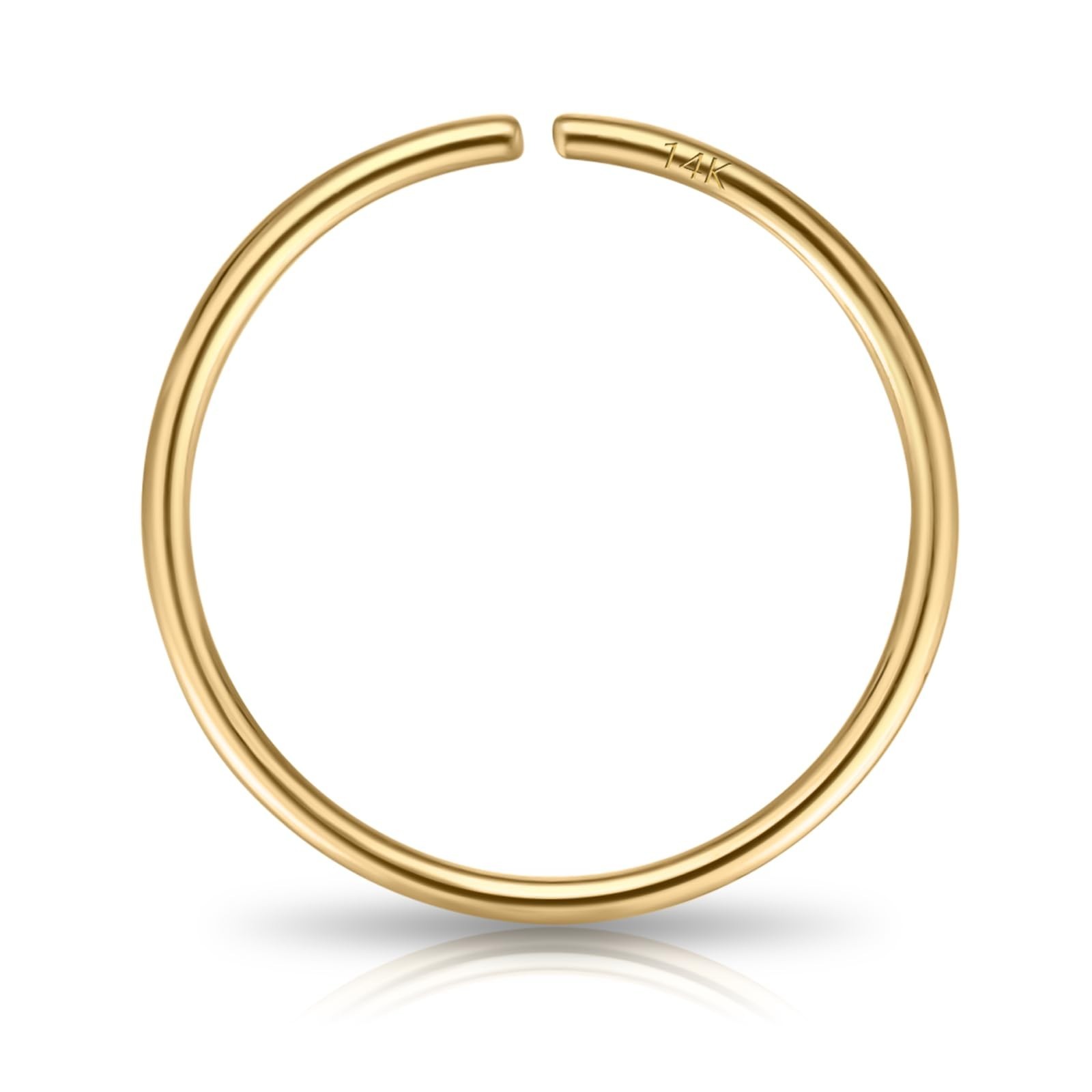 14K Solid Gold Nose Ring Hoop for Women Inner Diameter 8mm 5/16 Inch 22G Real...