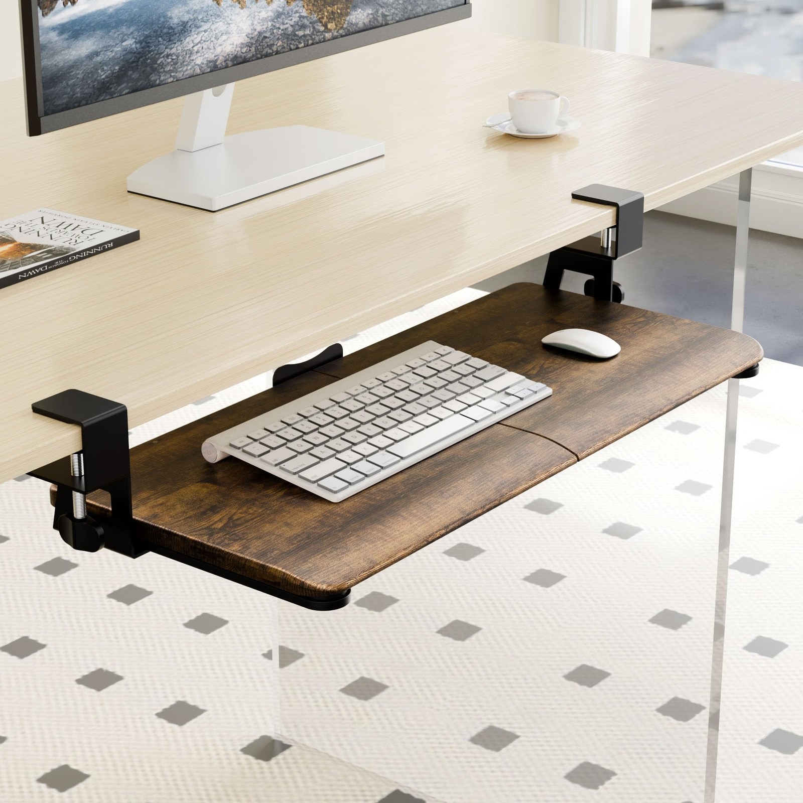 Keyboard Tray Under Desk, Pull Out Keyboard Tray with Clamp Mount, 25.6" (29....