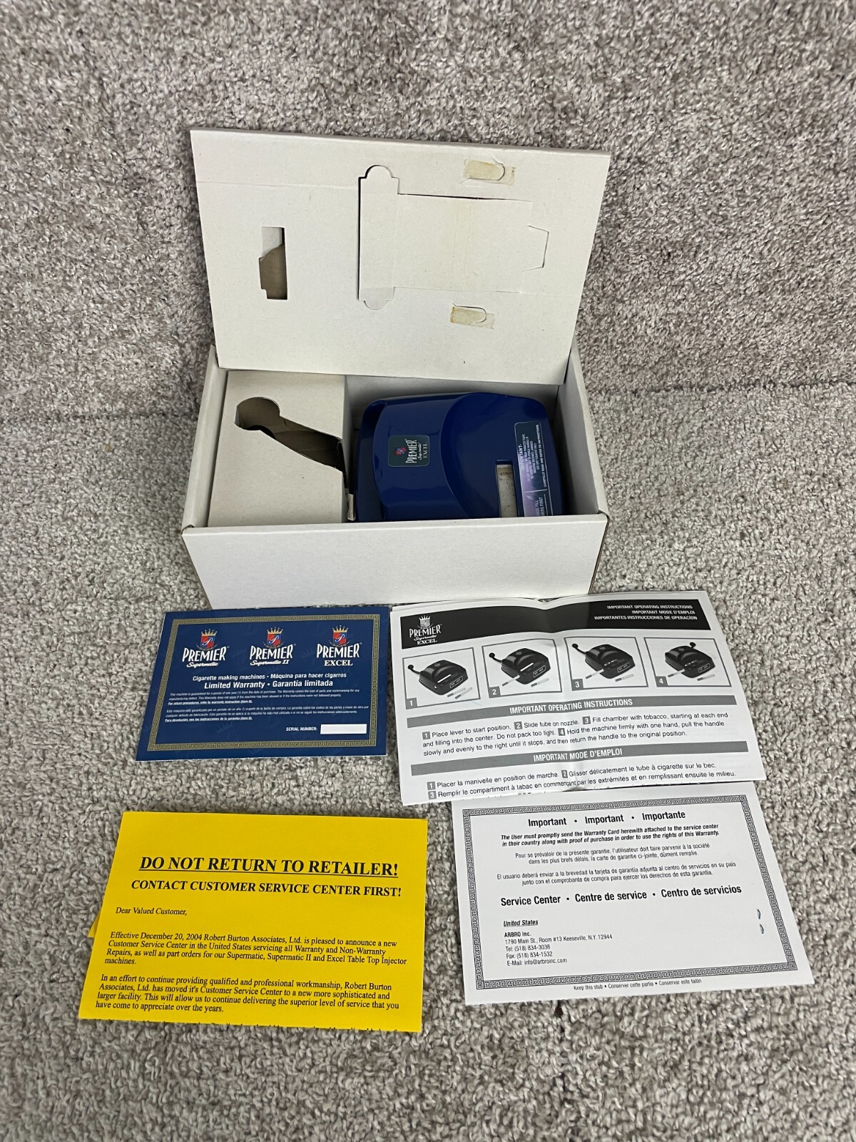 Premier Supermatic Excel Cigarette Making Machine w/ Manual 6"x2.5 Blue