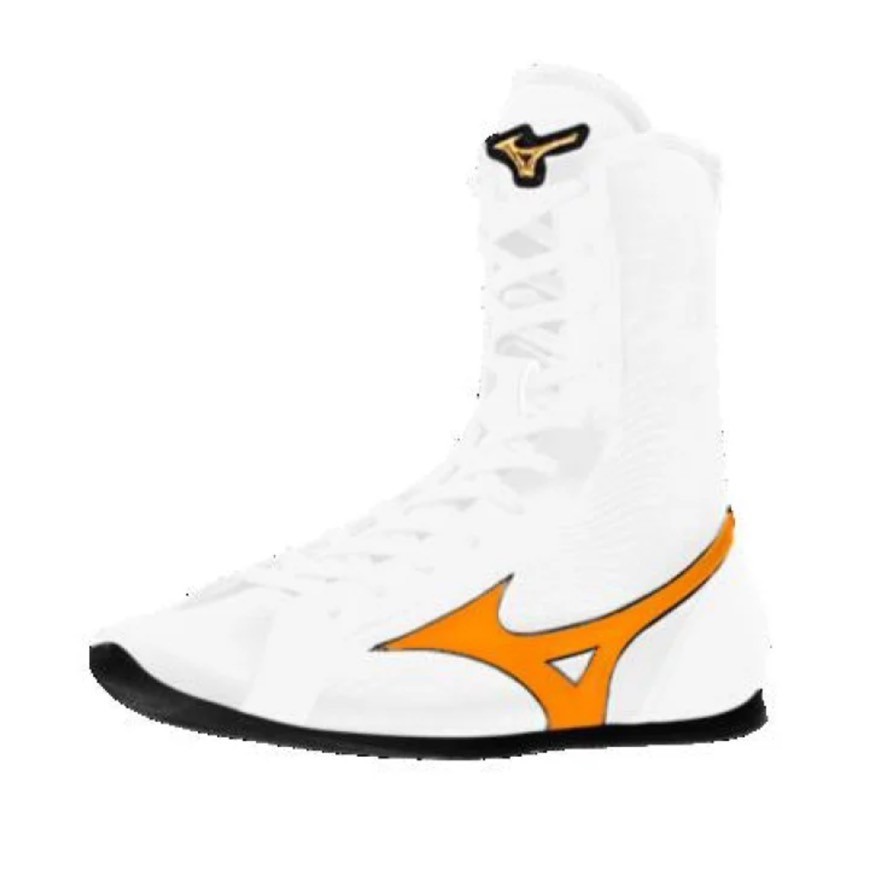 [Made to order] MIZUNO Long Boxing Shoes White/Orange/Black Line/Black Sole