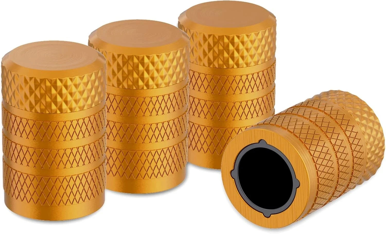 CKAuto Tire Valve Stem Caps, Golden Yellow, 4 pcs/Pack, Anodized Aluminum Tire V