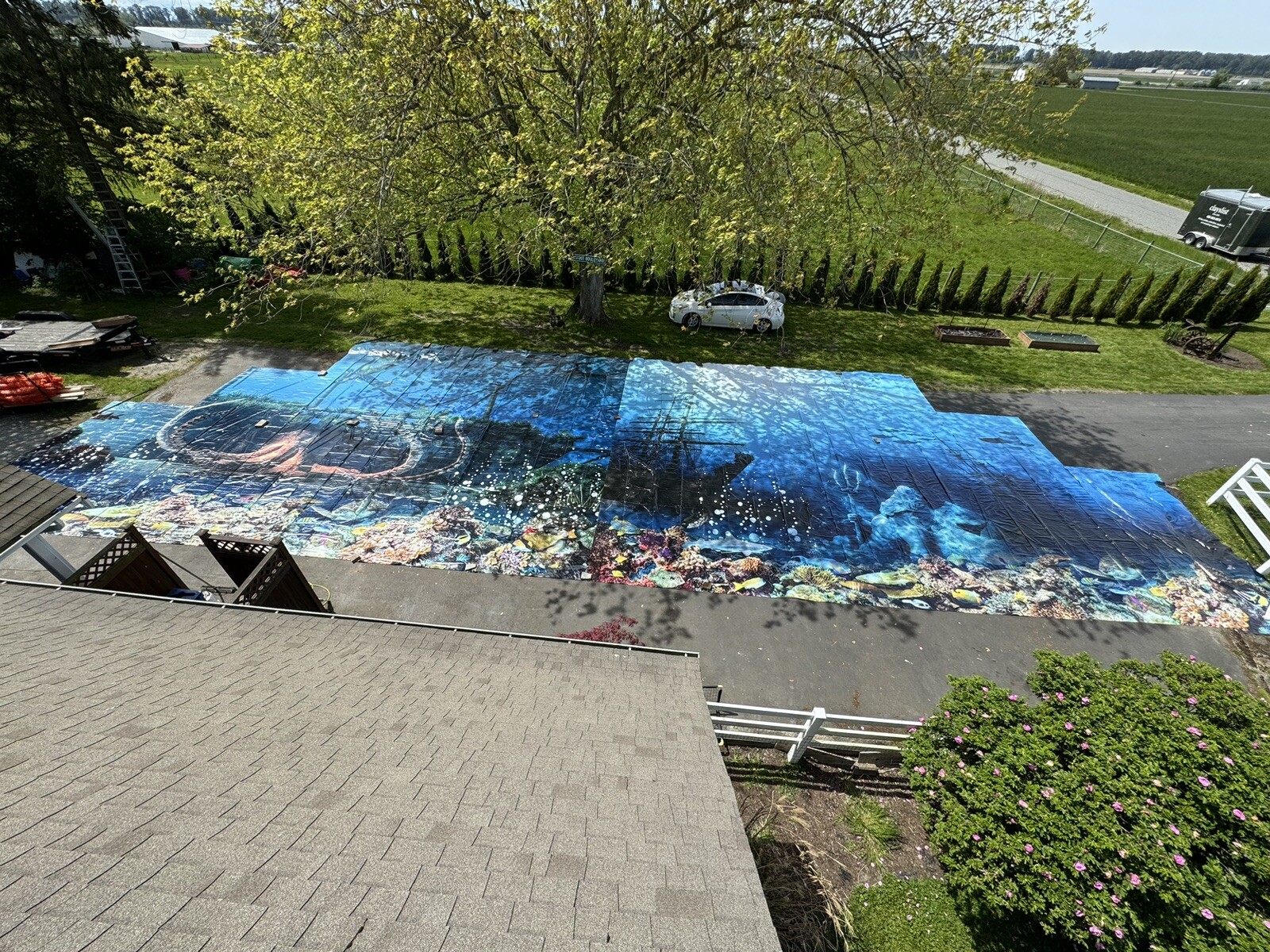 HUGE Commercial Vinyl Stage / Theater Backdrop 94' x 30’ Underwater Ocean Scene