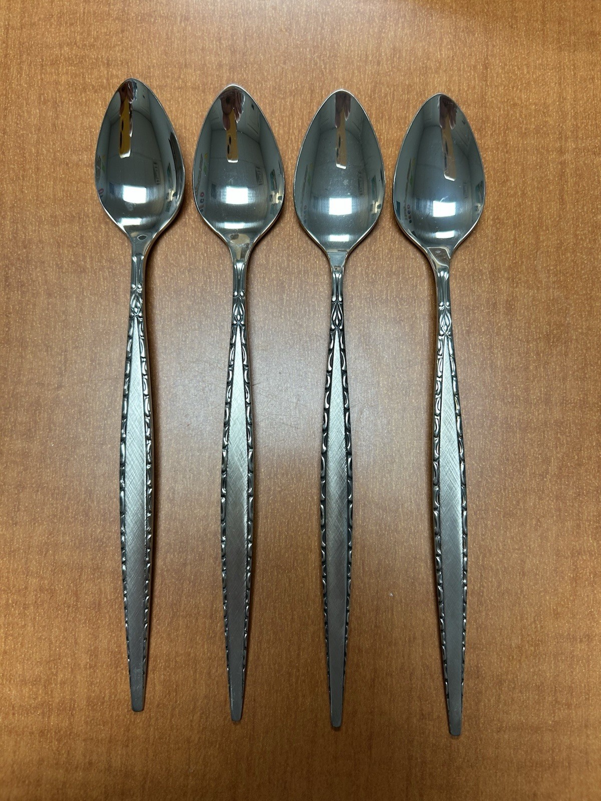 4 x Community Oneida Venetia Flatware Stainless Lot Ice Iced Tea Long Spoons