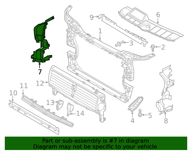 Genuine Audi Radiator Support Baffle 80A-121-674-H