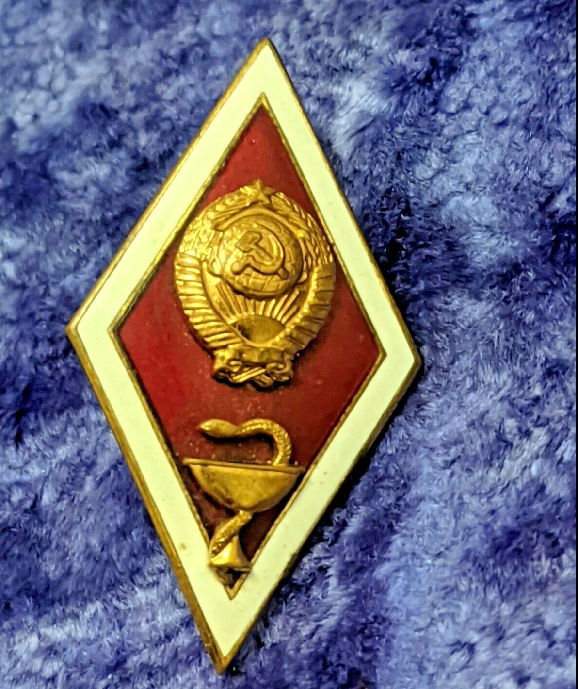 USSR Medical rhombus Sign badge completed Institute Brass enamel Doctor Gift