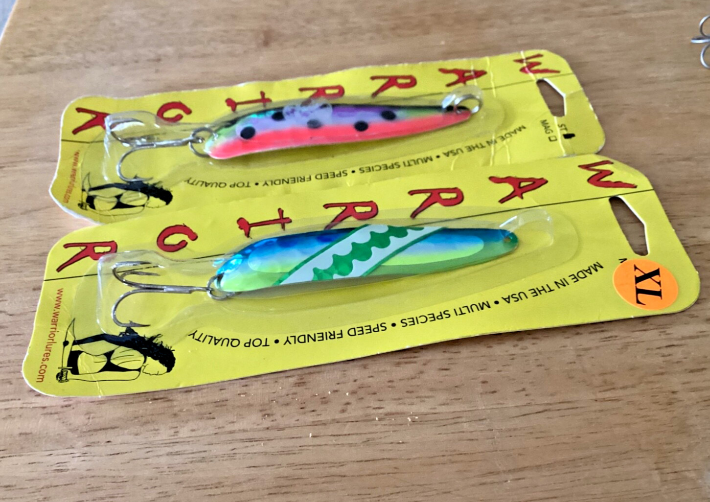 NEW TWO (2) Warrior Spoons (PreDreamweaver) UV Color Patterns-NIP