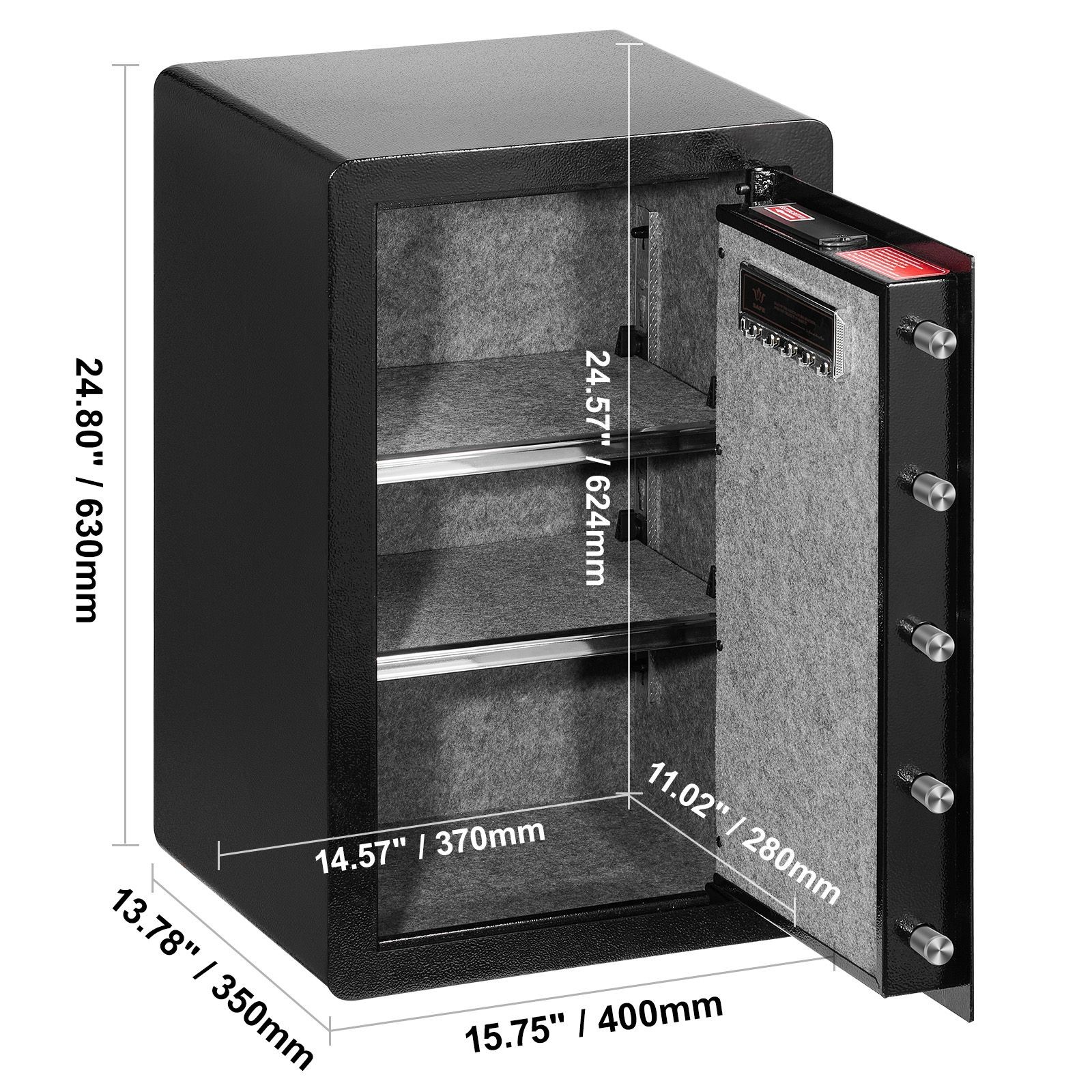 3.5 cu.ft Fireproof Safe Box with Key Lock, Password & LED Light