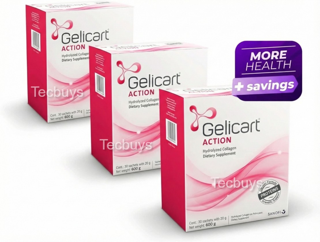 3 x Gelicart ADVANCE Hydrolyzed Collagen 600g 30c 20gr EA FREE FAST USA Shipping