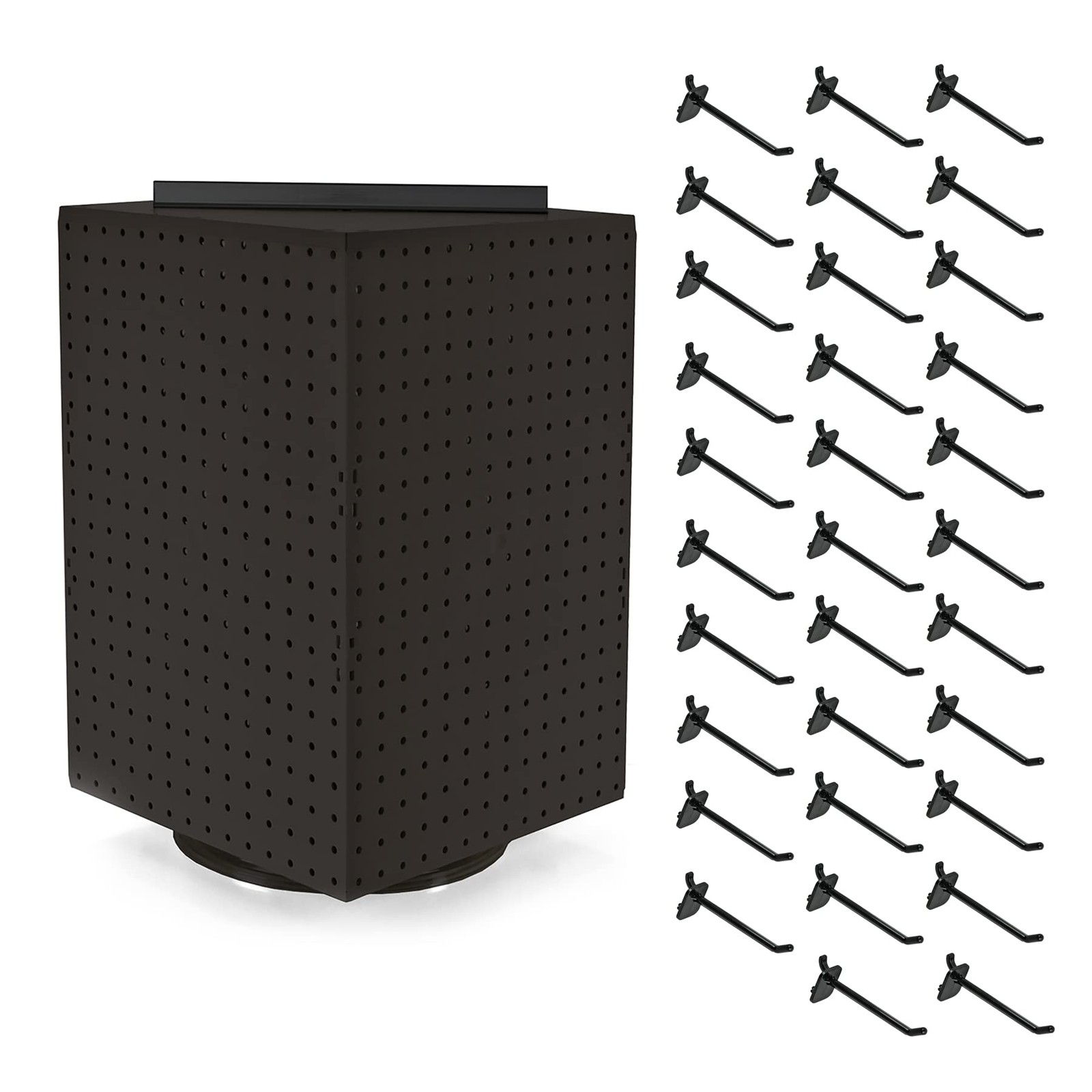 701414-BLK-4B32 Rotating Countertop Display Kit with Peg Hooks Included, Pegb...
