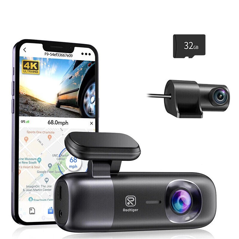 REDTIGER F9 4K Dash Cam Front and Rear Dash Camera WiFi GPS with Free 32GB Card