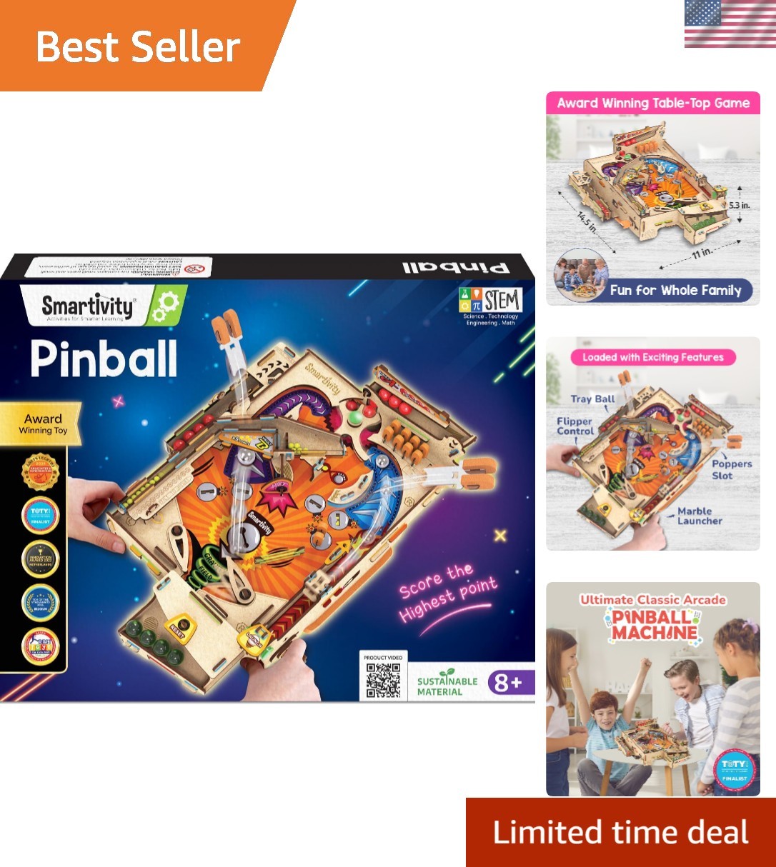 Smartivity DIY Pinball Machine - A Multicolored STEM Game for Innovative Minds