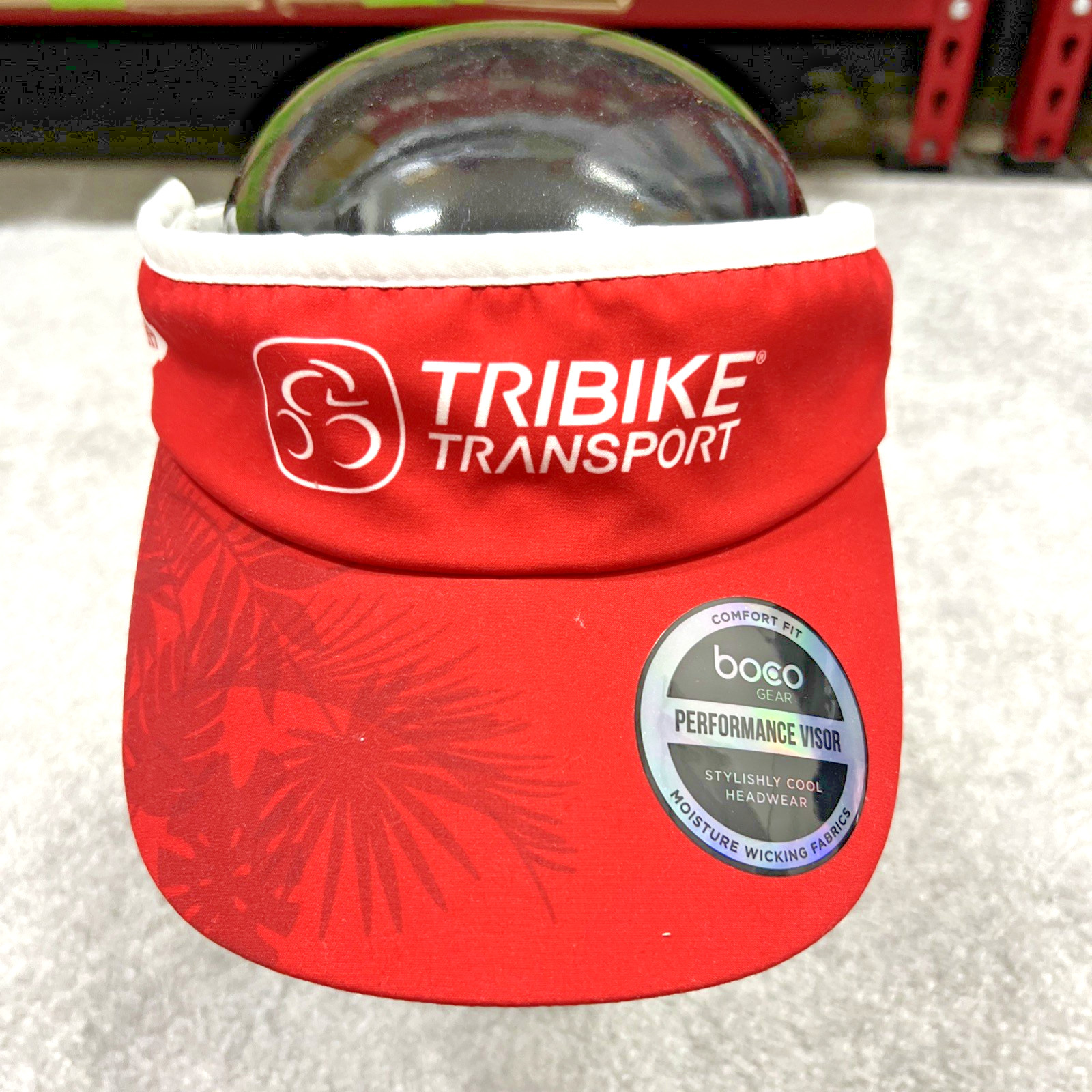 TRIBIKE Transport Kona 2017 Men's OSFA Visor Hat Hawaii Islands Red Boco NEW