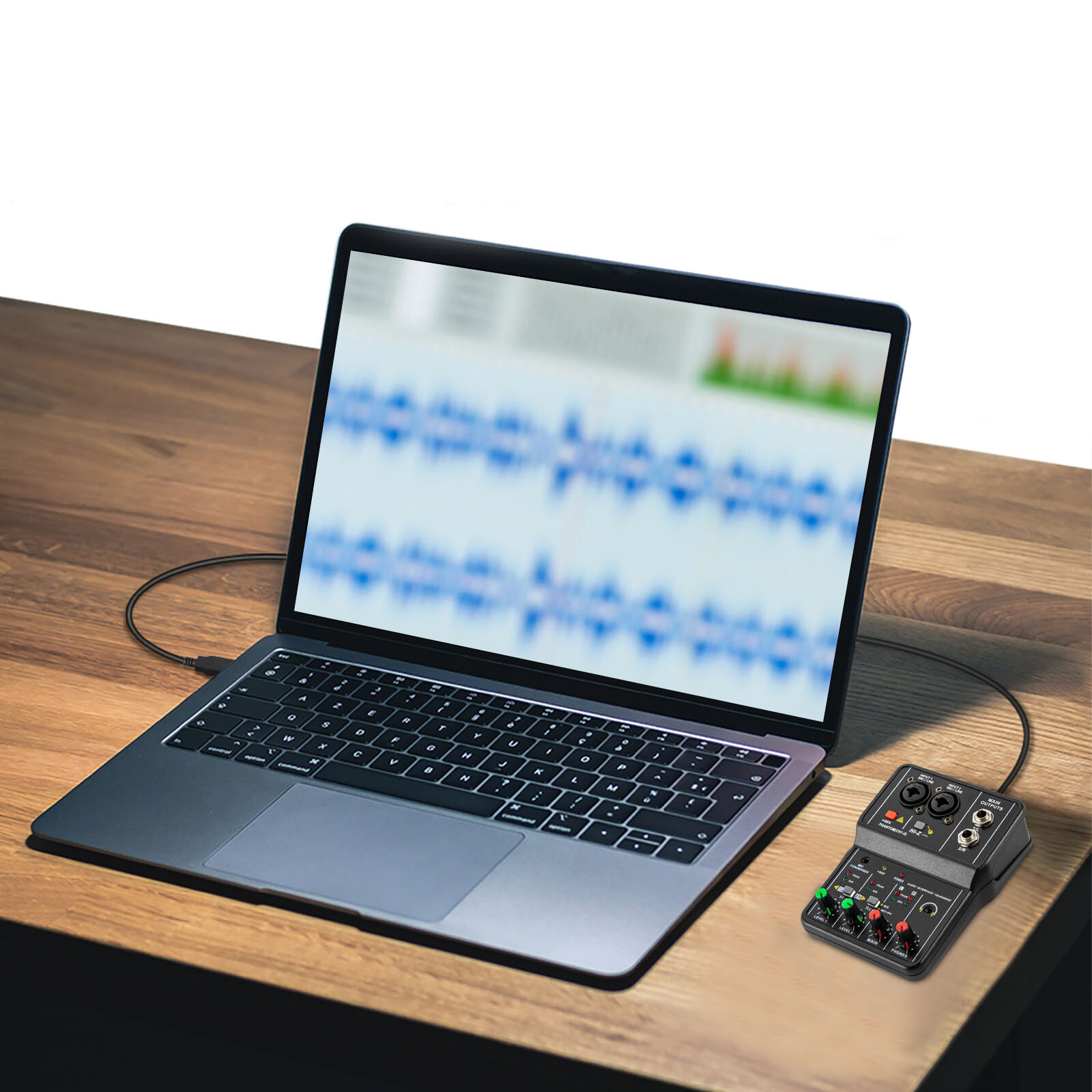 2 Channel Mixing Console Live Studio Audio DJ Mixer Sound Board USB Interface