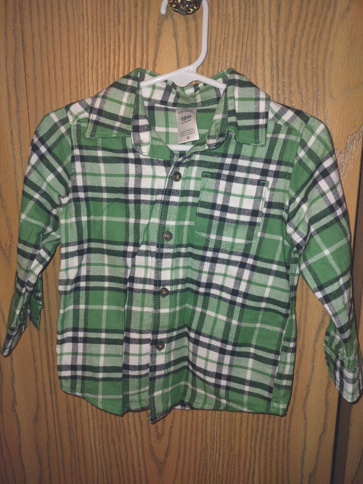 Carter's Green Plaid Button Down Shirt 18m