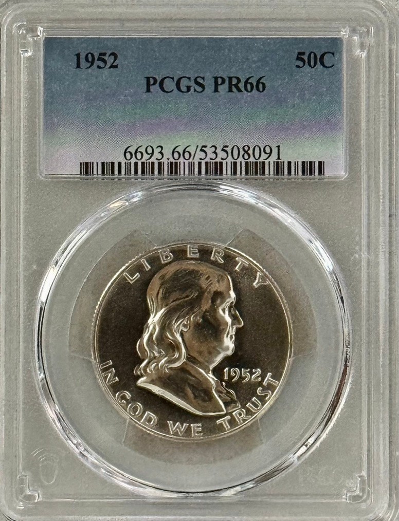 1952 PROOF FRANKLIN PCGS PR66, SUPERB SPECIMEN, NO SPOTS, HAZE, or UGLY TONING
