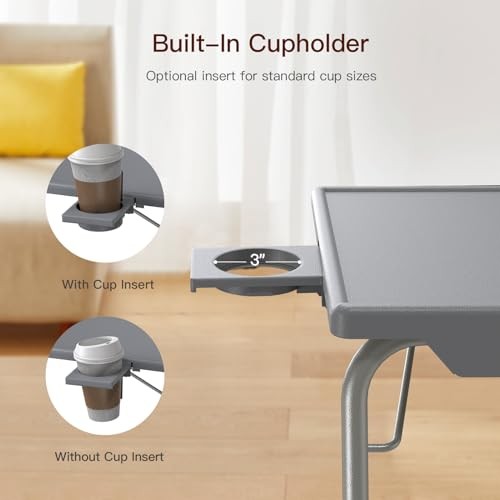 Adjustable TV Tray Table - TV Dinner Tray on Bed & Sofa, Comfortable Grey