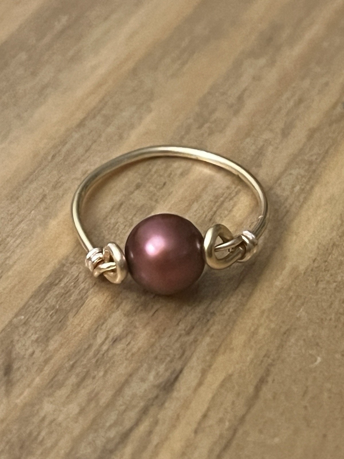 Purple Genuine Freshwater Pearl gold Wire Wrapped Women’s Ring Size 5-12