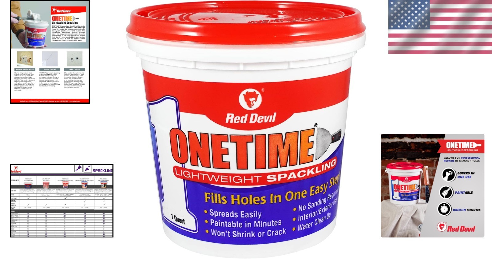 1 Quart ONETIME Spackling Paste for Durable, Smooth Finish – Ideal for Drywall
