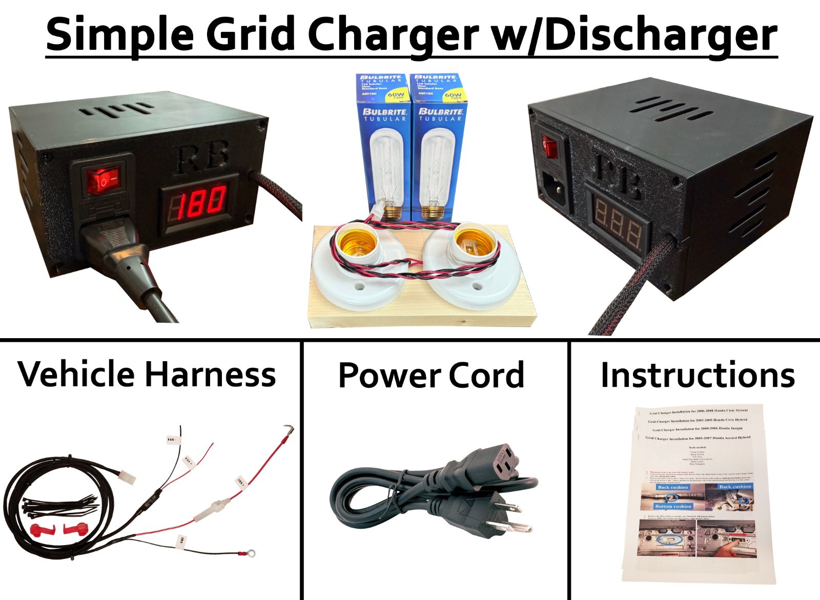 Grid Charger 00-06 Honda Insight Hybrid Recondition IMA Battery with Discharger