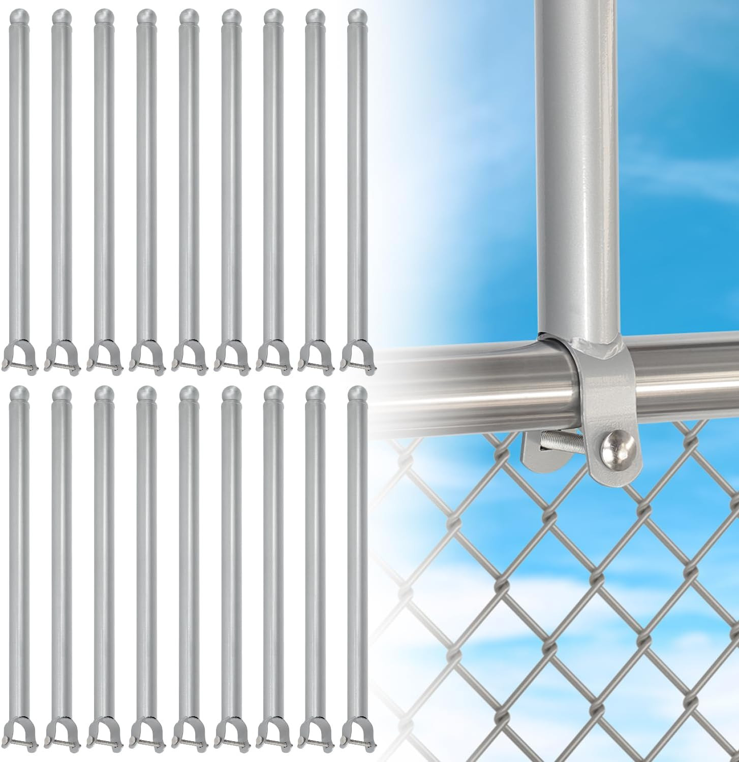 18 Pack Chain Link Fence Extension, 25.2'' Fence Extension Height, Galvanized Po
