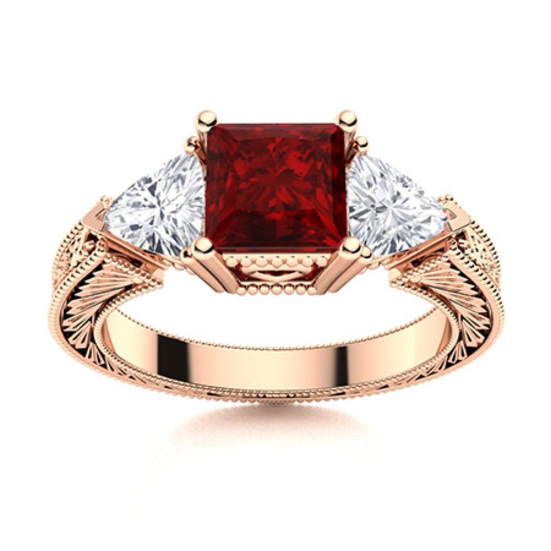 Natural Garnet Elegant Solitaire Root Chakra Ring Jewelry Sterling Silver